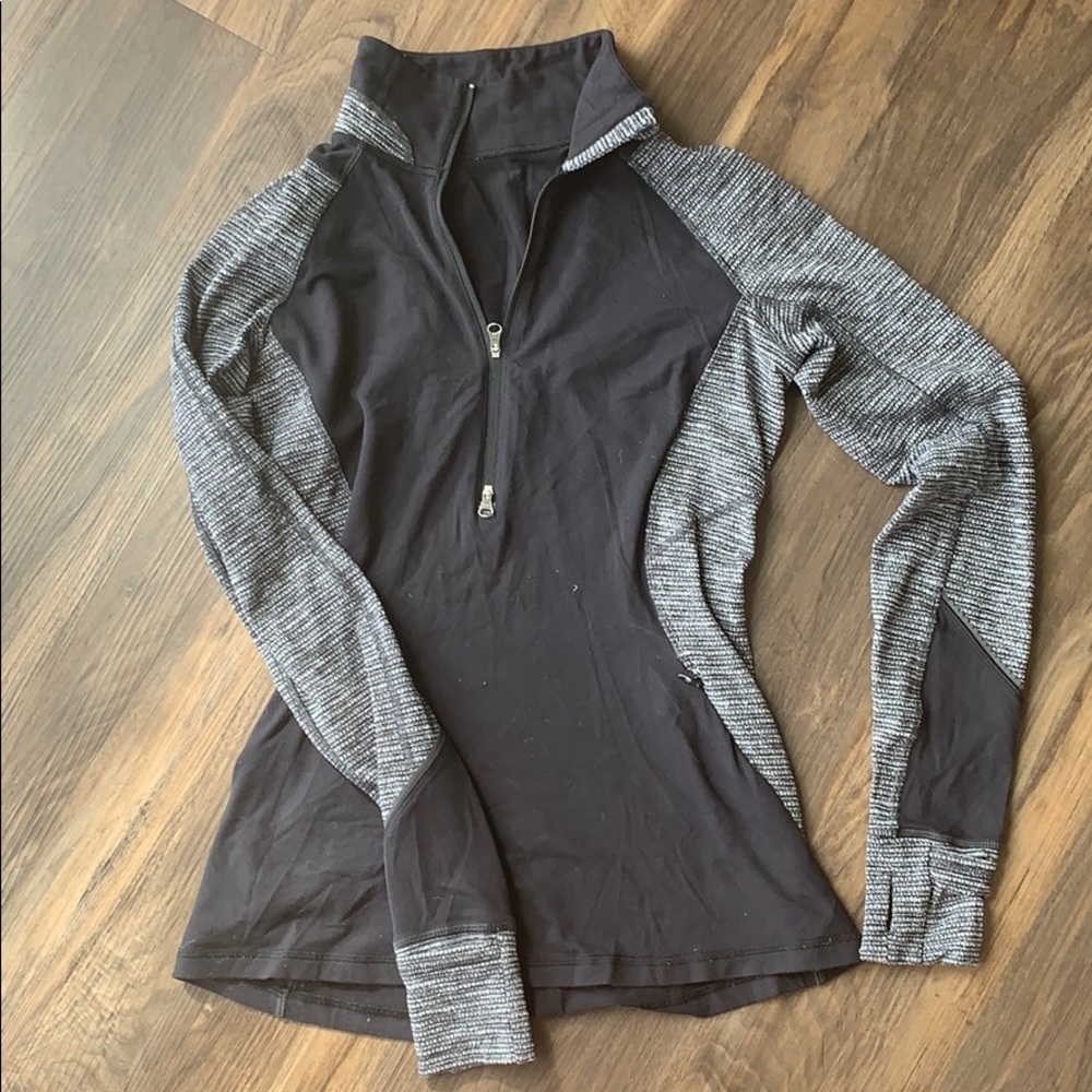 Lululemon Heathered Grey and Black Quarter Zip